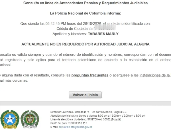 Este es el registro de consultas de antecedentes judiciales verificado por EL TIEMPO.