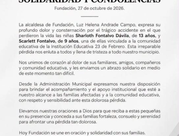 condolencias alcaldía fundación magdalena