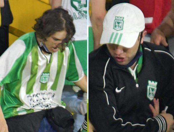 Fotos y videos de hinchas de Nacional que agredieron a hincha de Santa Fe