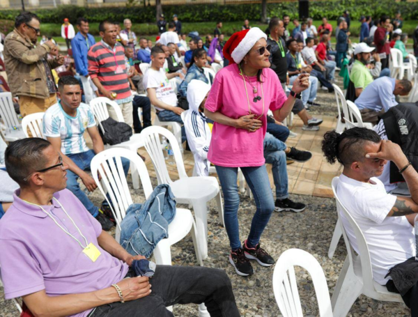 Habitantes de calle en el almuerzo en Casa de Nariño este 24 de diciembre.