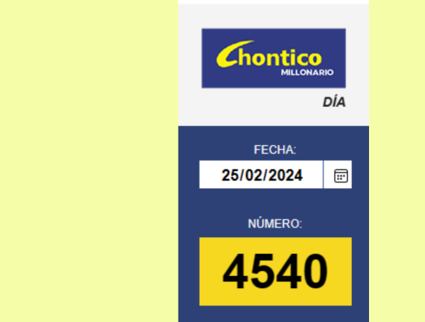 Resultados El Chontico Día.