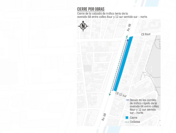 Arranca el cierre de la calzada lenta en la avenida 68, entre calles 8 ...