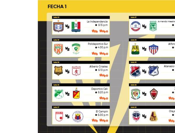 Dimayor revela la programación de la fecha 1 y 2 de la Liga Betplay ...