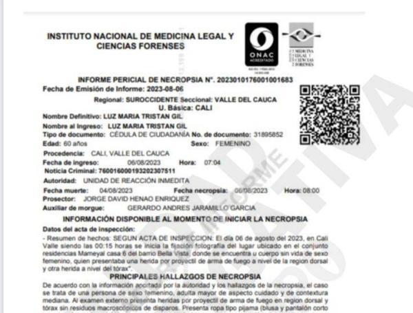 Necropsia de Luz Mery Tristán.