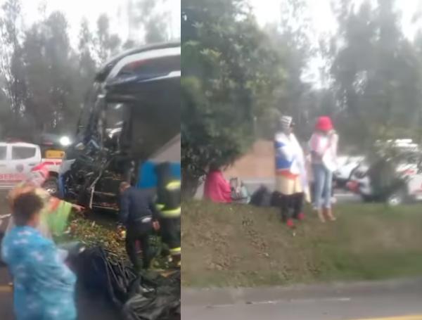 Aparatoso accidente de bus y camión en vía Tunja - Bogotá deja heridos ...
