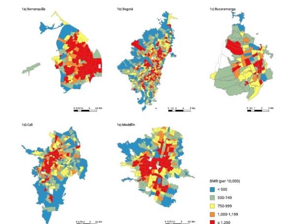 Gráfico de contaminación en ciudades principales, según investigación.