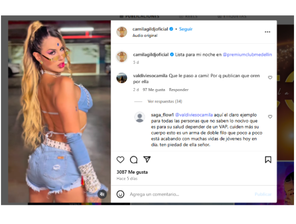 Así se veía la DJ Camila Gil en una presentación cinco días antes de su