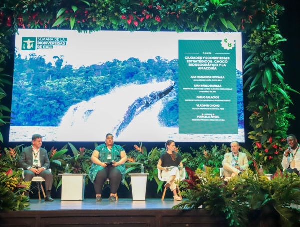 Panel 'Ciudades y ecosistemas estratégicos: Chocó biogeográfico y la Amazonia’ con participación de delegados centroamericanos, además de Perú.