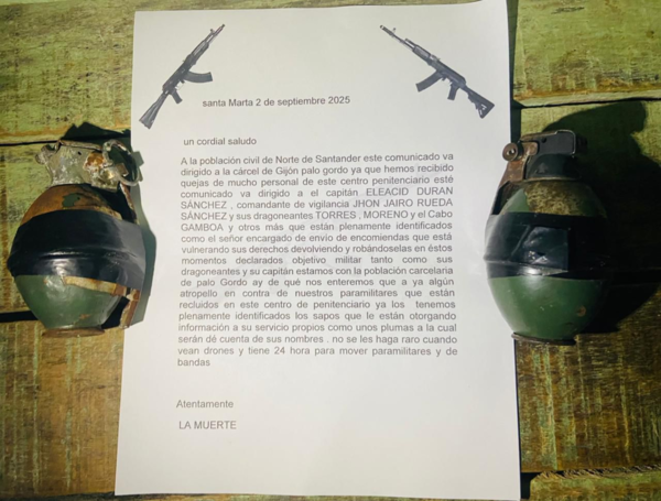 Panfleto amenazas Palogordo el dos de septiembre