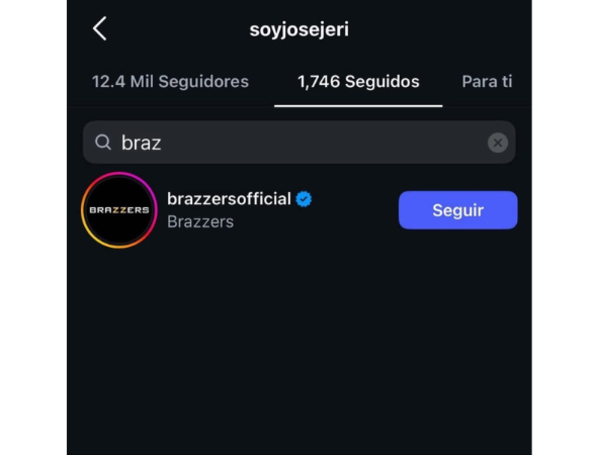 Se descubrió que Jerí seguía cuentas de contenido sexual explícito, incluyendo la plataforma Brazzers.