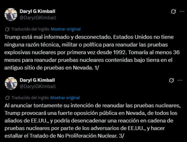 Comunicado de Daryl Kimball sobre anuncio de Donald Trump-