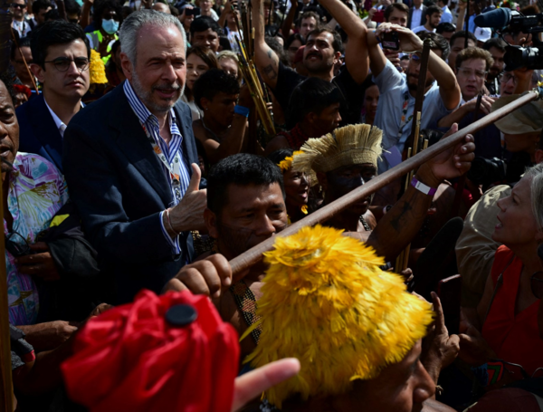 Protestas de indígenas que bloquearon la entrada a pabellón de la ONU en COP30