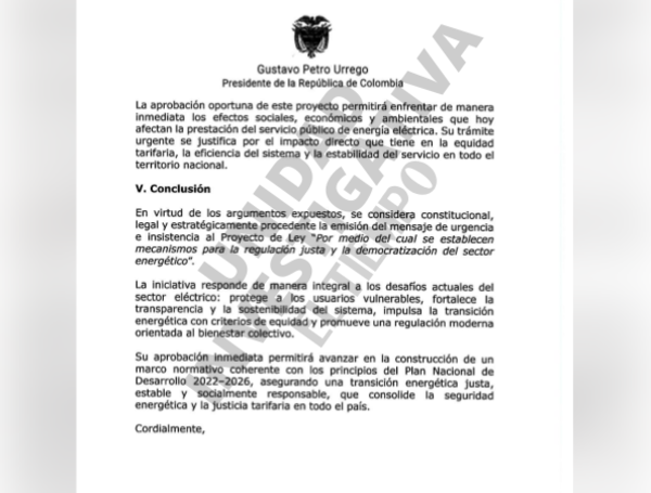 La carta dirigida a los presidentes de Senado y C??mara.