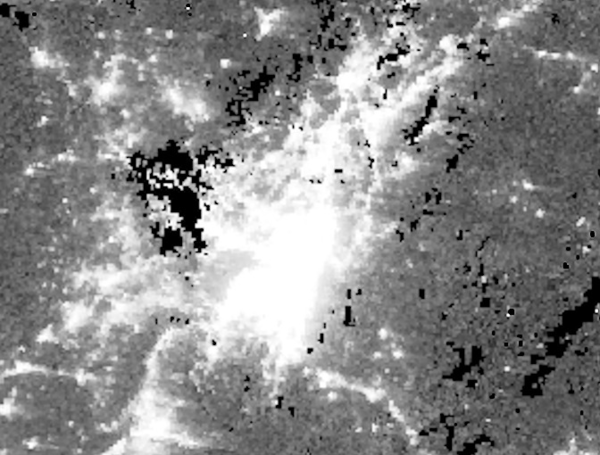 Imagen satelital de la luminosidad en Bogot??