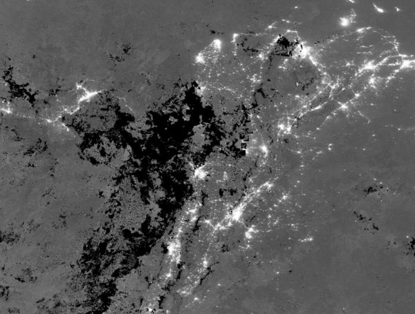 Imagen satelital de la luminosidad en Bogot?? y la Sabana