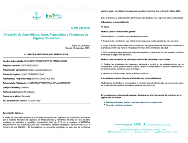 Invima Application Invima advierte sobre reconocido producto de peluquería que promete ...