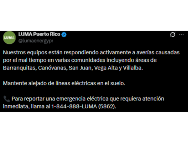 Comunicado LUMA energy.