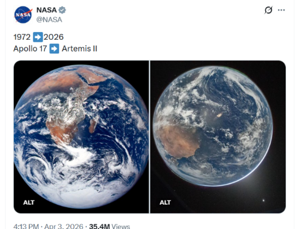 Imágenes de la Tierra, separadas por 54 años, muestran diferencias.