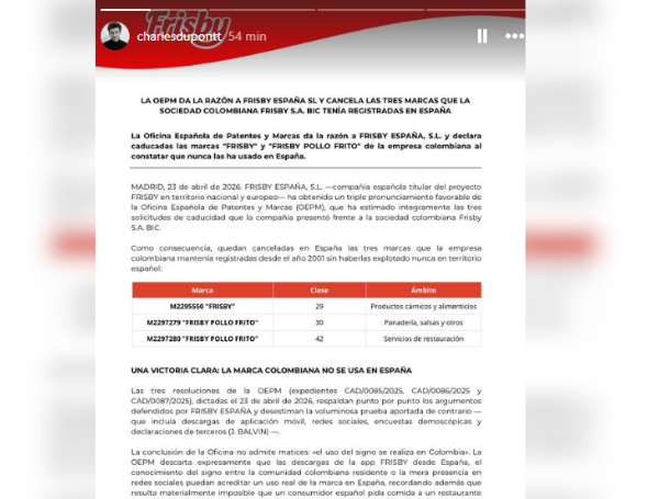 Nuevo comunicado de Frisby España