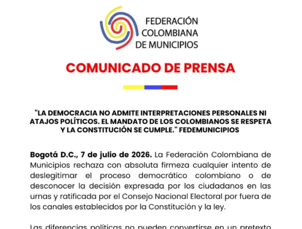 Comunicado de Fedemunicipios.