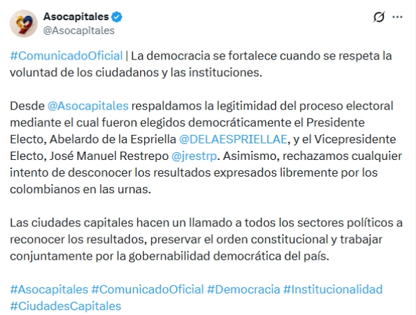 Comunicado Asocapitales.