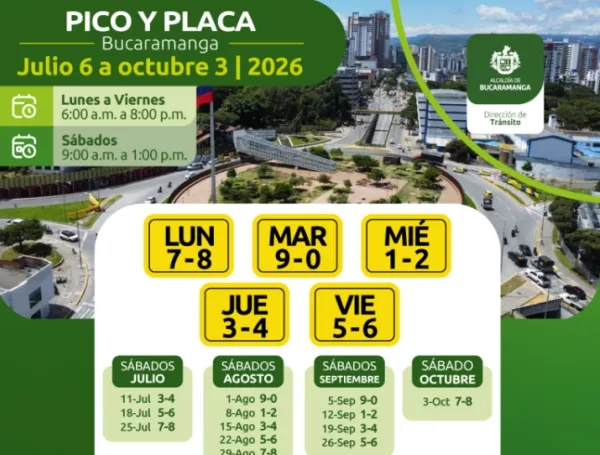 Pico y placa Bucaramanga julio