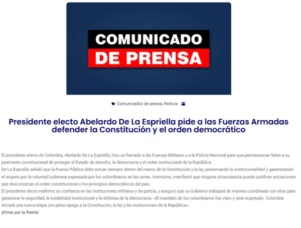 Comunicado de prensa.