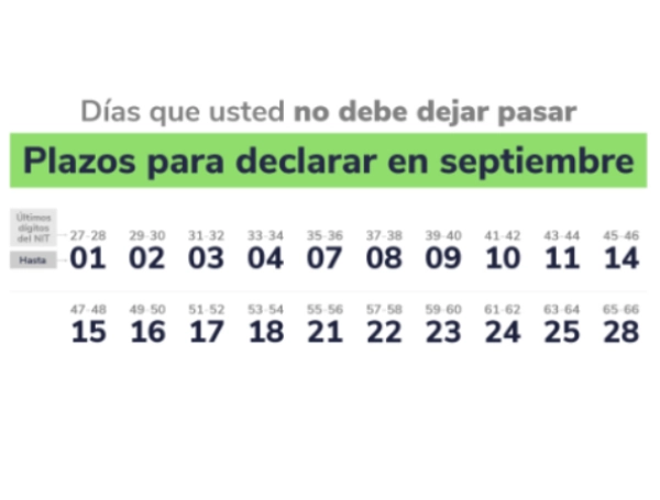 Calendario de declaración de renta septiembre 2026