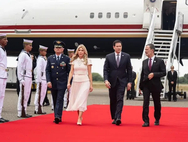 Marco Rubio en su llegada a Barranquilla, Colombia.