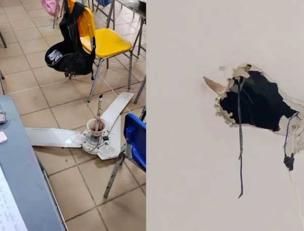 Ventilador caido en colegio de Barrancabermeja