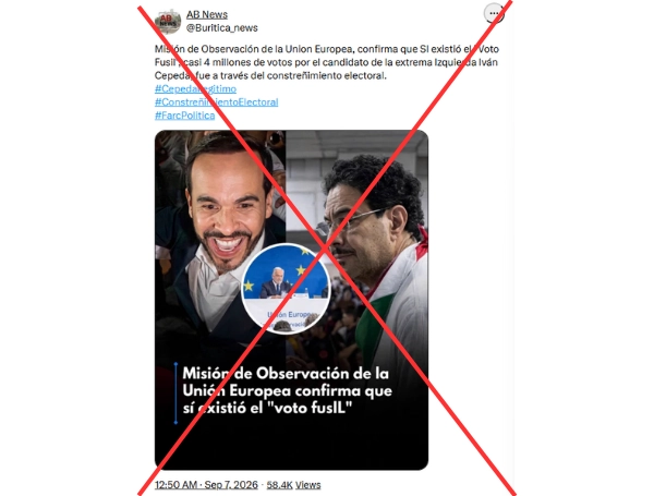 #ElFiltro: la Misión de Observación Electoral de la Unión Europea no dijo que existió 'voto fusil' en elecciones presidenciales de 2026