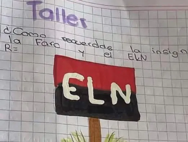 profesora pidió a niños dibular banderas del Eln
