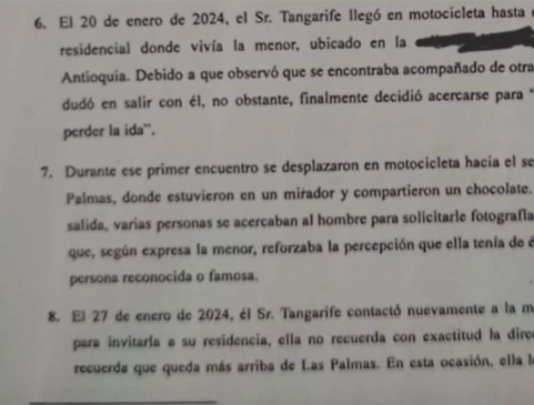 Tangarife compartió segmentos de la denuncia en su última transmisión.