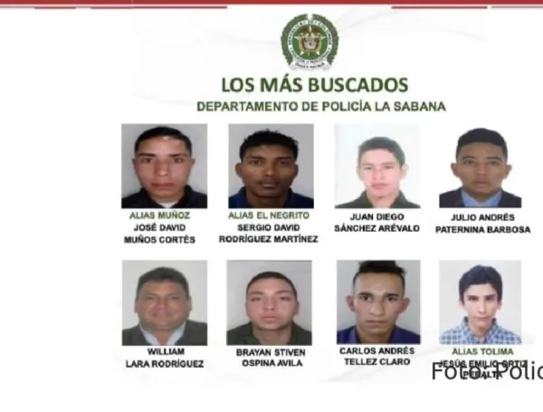Cartel de los más buscados Cundinamarca