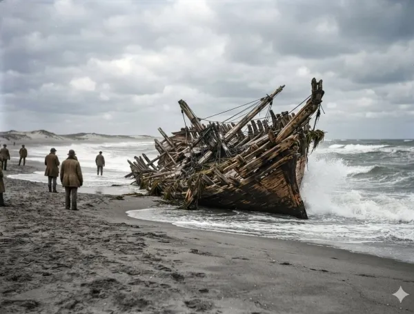 Fuerte tormenta en Estados Unidos dejó al descubierto parte de una embarcación que sería de 1884