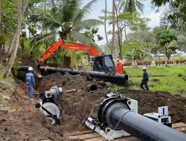 Construcción de la nueva red conductora de agua de Necoclí.