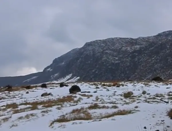 La montaña quedó parcialmente cubierta de nieve.