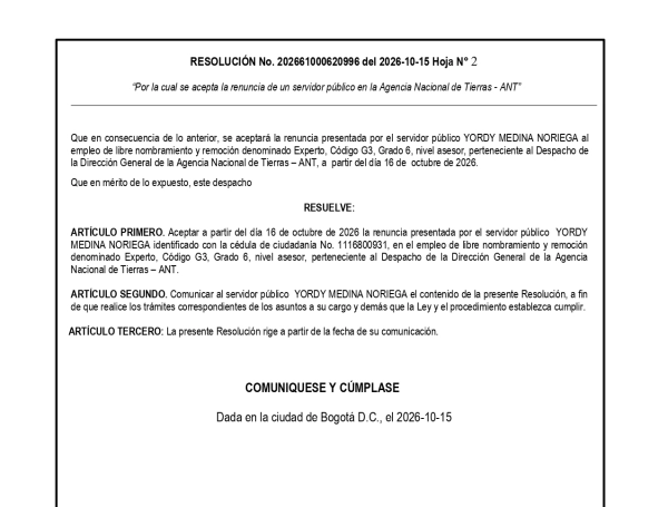 renuncia ANT - FUNCIONARIO ARMADILLO