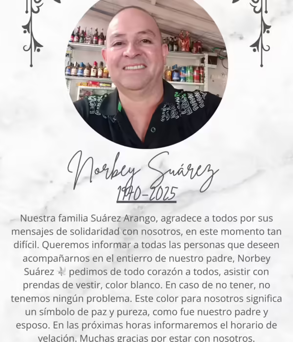 La familia de Suárez confirmó su deceso en horas de la noche del 10 de septiembre.