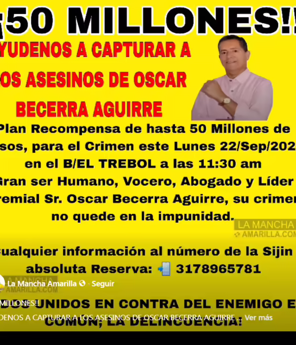 El gremio de taxistas La Mancha Amarilla, de Johnny Rangel promueve la campaña para que la ciudadanía denuncie alguna información sobre los atacantes de Óscar Becerra. ,