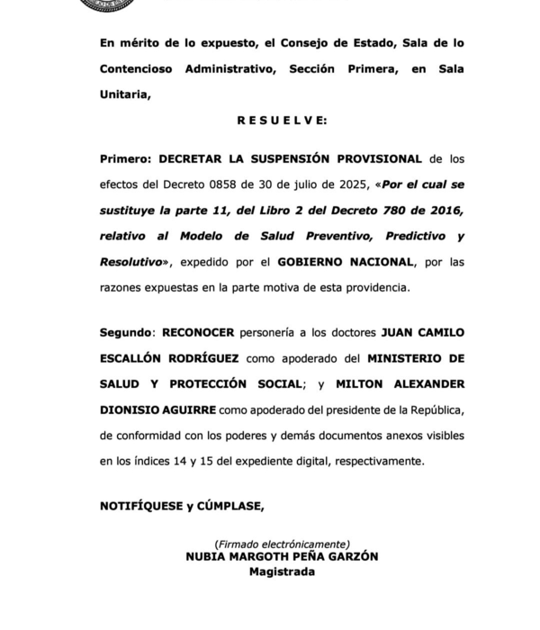 Esta fue la decisi??n del Consejo de Estado de suspender el decreto de Minsalud.