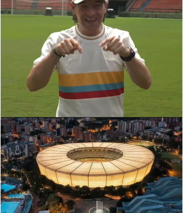 Federico Gutiérrez, alcalde de Medellín, muestra cómo quedará el Estadio Atanasio Girardot.