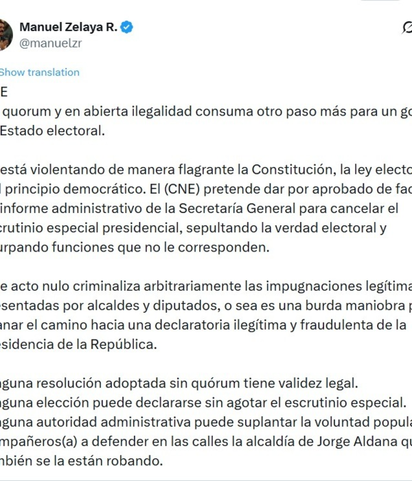 Manuel Zelaya en X.