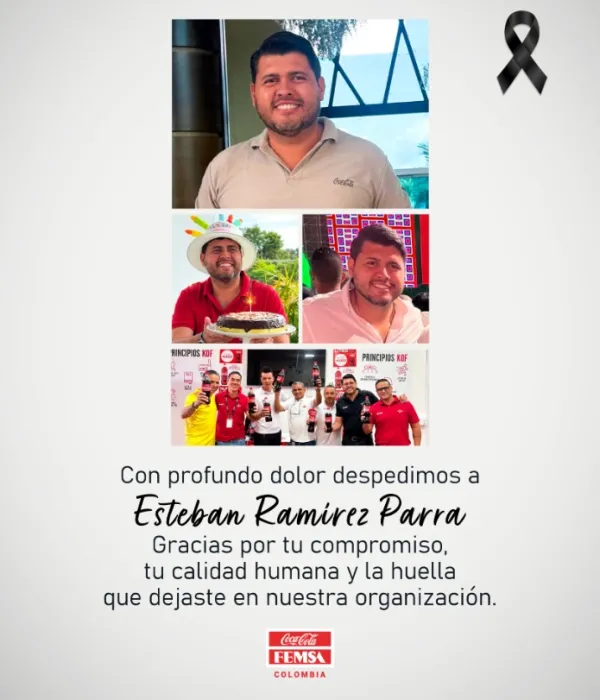 Publicación de Coca Cola FEMSA dedicada a Esteban Ramírez.