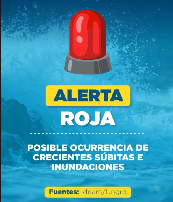 Alerta roja por inundaciones, emitida por la Alcaldía de Santa Marta.