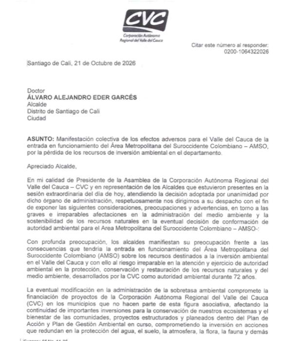 Diferencias por el AMSO en el Valle.