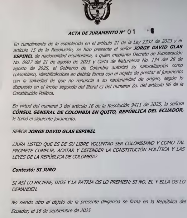 Nacionalidad colombiana de Jorge Glas