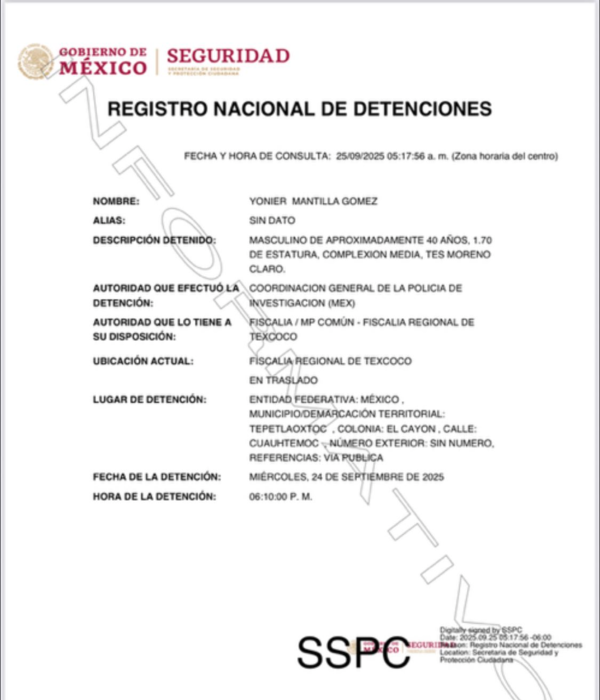 Captura de uno de los colombianos.