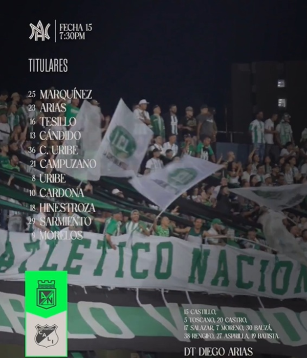 Atlético Nacional vs. Deportivo Cali EN VIVO Liga BetPlay 2025-II ...