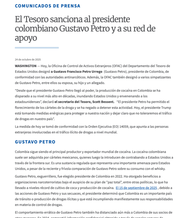 Comunicado Ofac